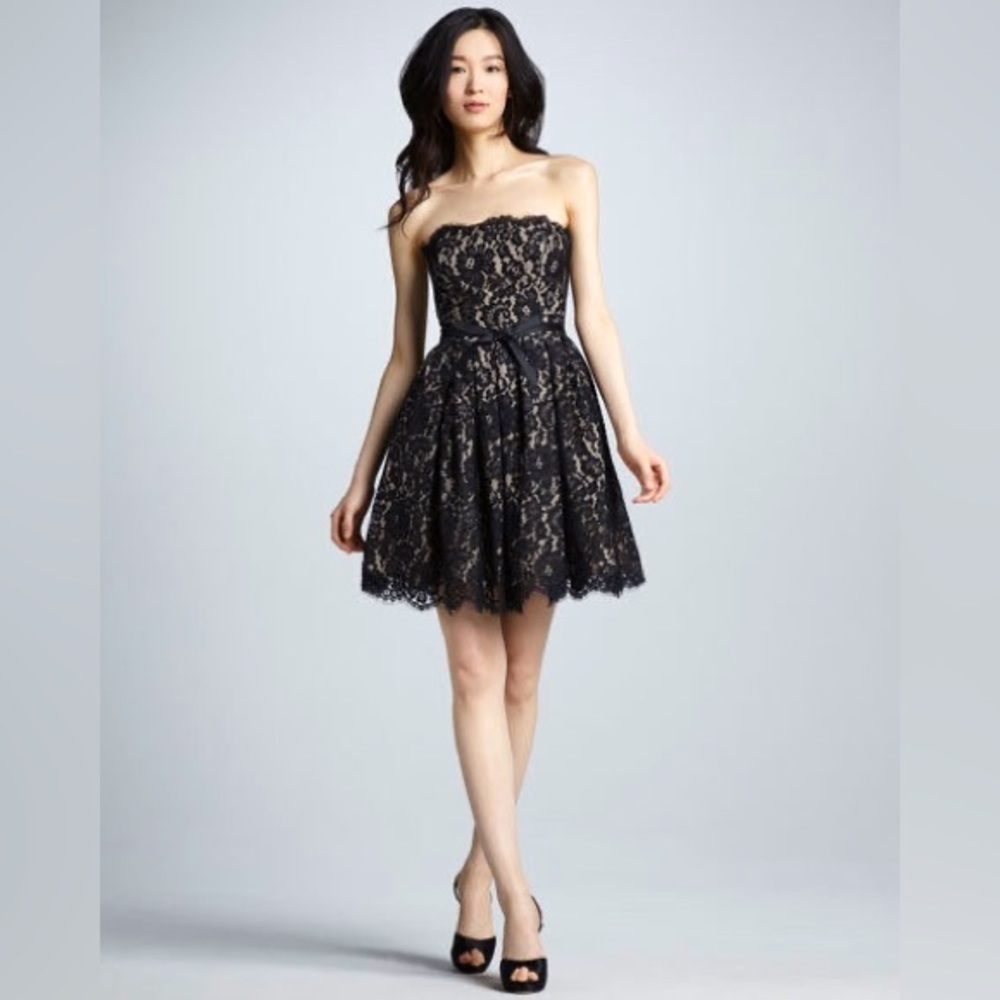 ROBERT RODRIGUEZ NEIMAN MARCUS X TARGET Lace Strapless Cocktail Dress Black 10